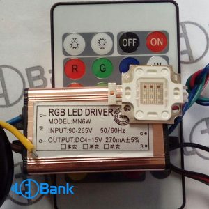 درایور و کنترل مادون قرمز RGB پروژکتور ال ای دی 270mA ریموت دار و بدون ریموت