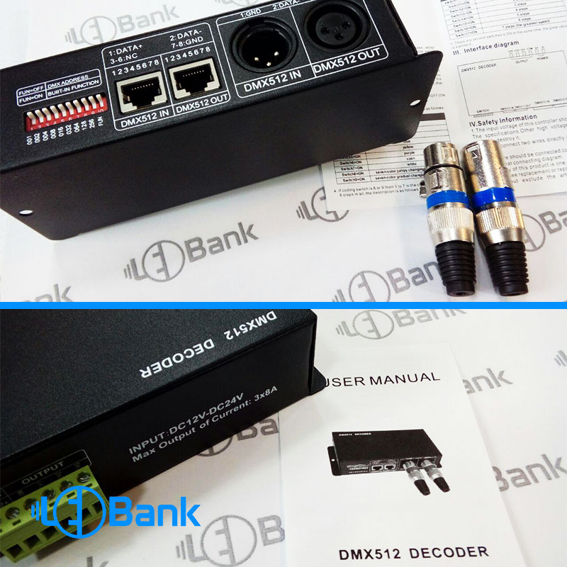 کنترل دیکودر DMX512 ال ای دی به صورت دستی قابلیت شبکه 24 آمپر
