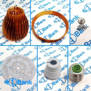 فریم لامپ ال ای دی 12 وات حبابی پره دار آلومینیوم خالص طلایی و نقره ای