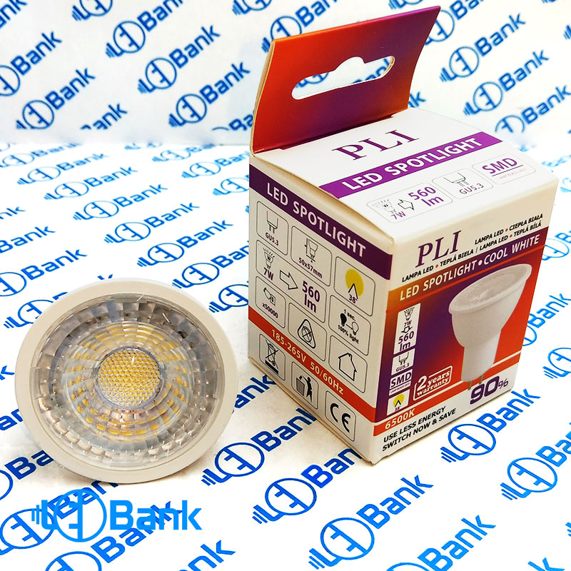 لامپ هالوژن ال ای دی 7 وات برند PLI پایه GU5.3 سرامیکی سفید آفتابی و مهتابی