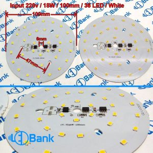 ماژول ال ای دی سکه ای 18 وات 220 ولت قطر 100 میلیمتر مهتابی