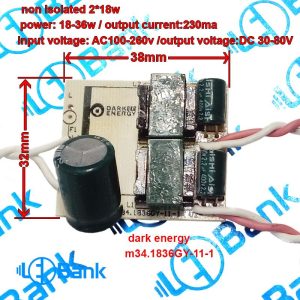 درایور ال ای دی تغذیه ایزوله نشده خروجی دوبل 18-36 وات 30-80 ولت