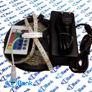 پکیج 5 متری ال ای دی نواری rgb با ریموت کنترل مادون قرمز با پوشش رزین دار