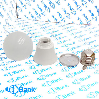 قاب لامپ حبابی پلاستیکی هیت دار با پلیت استاندارد جهت نصب ماژول ال ای دی 7 وات وغیره...