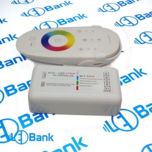 کنترل کننده ال ای دی rgb و یک کانال سفید با ریموت رادیویی تاچ 12 الی 24 ولت با حداکثر جریان 24 آمپر