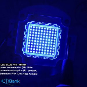 ال ای دی آبی 100 وات طول موج 465 نانومتر 32 الی 36 ولت