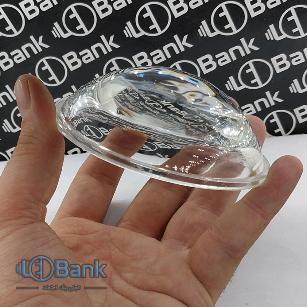 لنز شیشه ای محدب ال ای دی با رینگ سوراخ دار قطر 100 میلیمتر