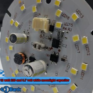 ال ای دی 12 وات با دو خروجی 220 و 3.7 ولت با باتری لیتیومی قطر 75 میلیمتر