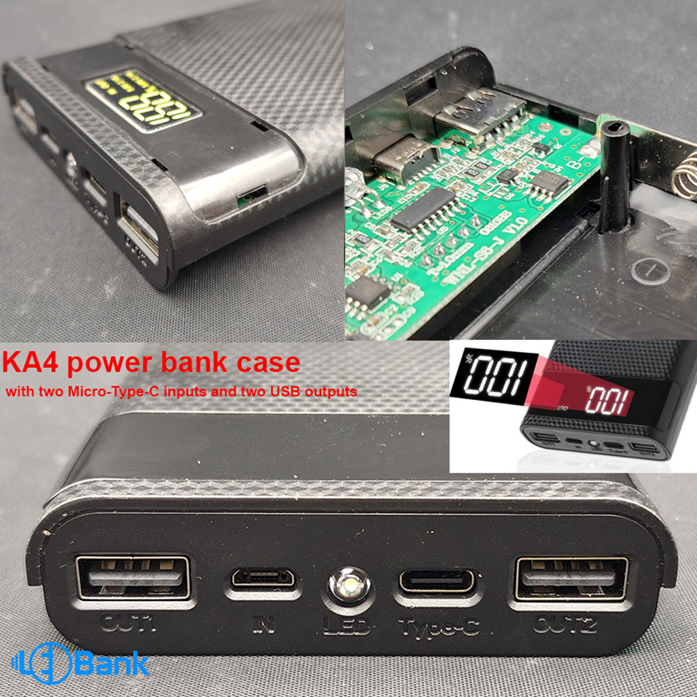 کیس پاور بانک مدل KA4 با دو ورودی Micro - Type-C و دو خروجی USB