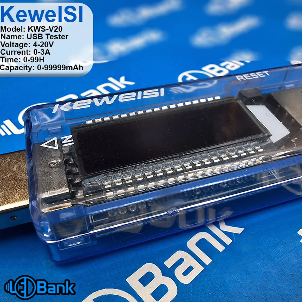 ماژول تستر ولتاژ، جریان و ظرفیت شارژ برند Keweisi مدل KWS-V20 USB