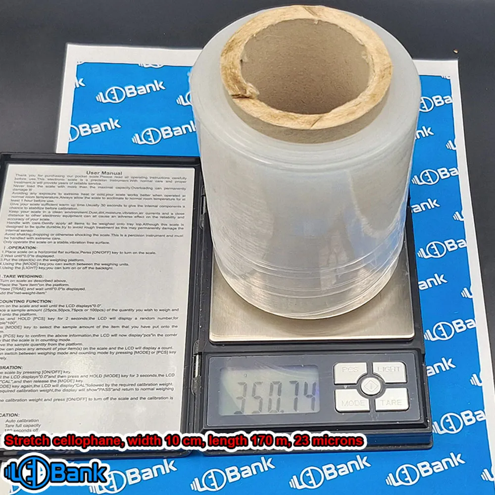 سلفون استرچ بسته بندی عرض 10 سانتیمتر طول 170 متر 23 میکرون 350 گرم