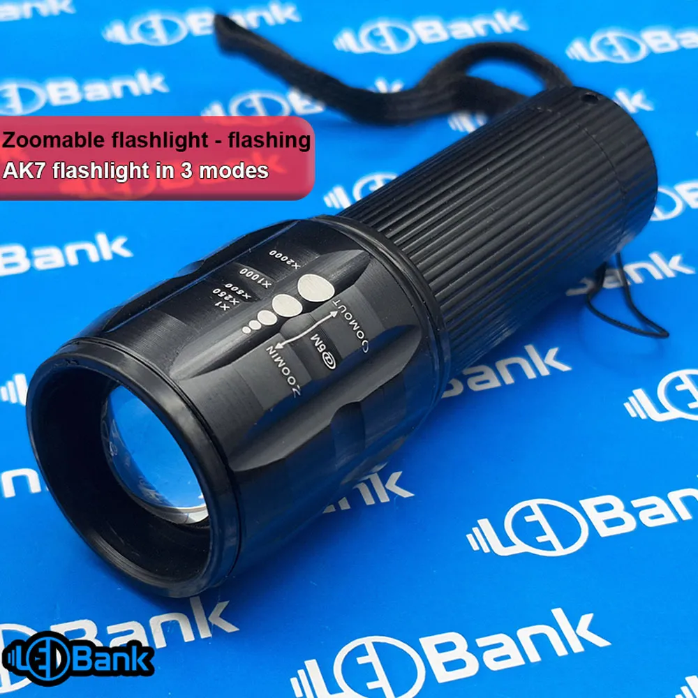 چراغ قوه LED زوم AK7 سه حالته دو مقیاس زوم و یک حالت چشمک