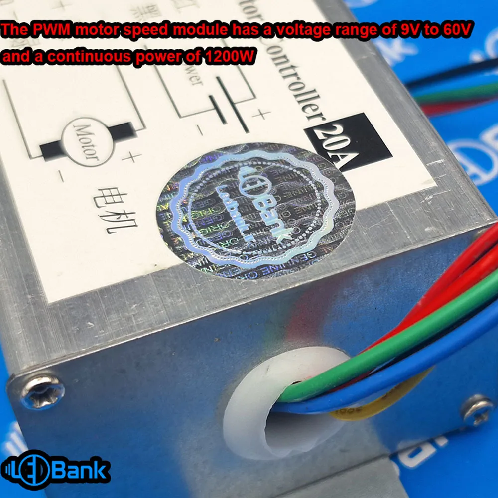 ماژول سرعت دور موتور pwm محدوده ولتاژ 9 تا 60 ولت توان پیوسته 1200 وات