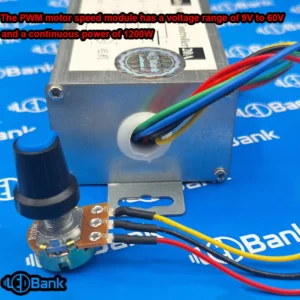 ماژول سرعت دور موتور pwm محدوده ولتاژ 9 تا 60 ولت توان پیوسته 1200 وات
