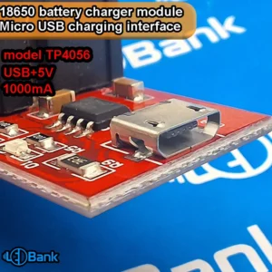 ماژول شارژر باتری 18650 مدل TP4056 رابط شارژ میکرو USB