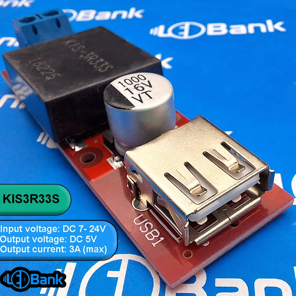 ماژول کاهنده ولتاژ DC به DC خروجی USB 5V 3A مدل KIS3R33S