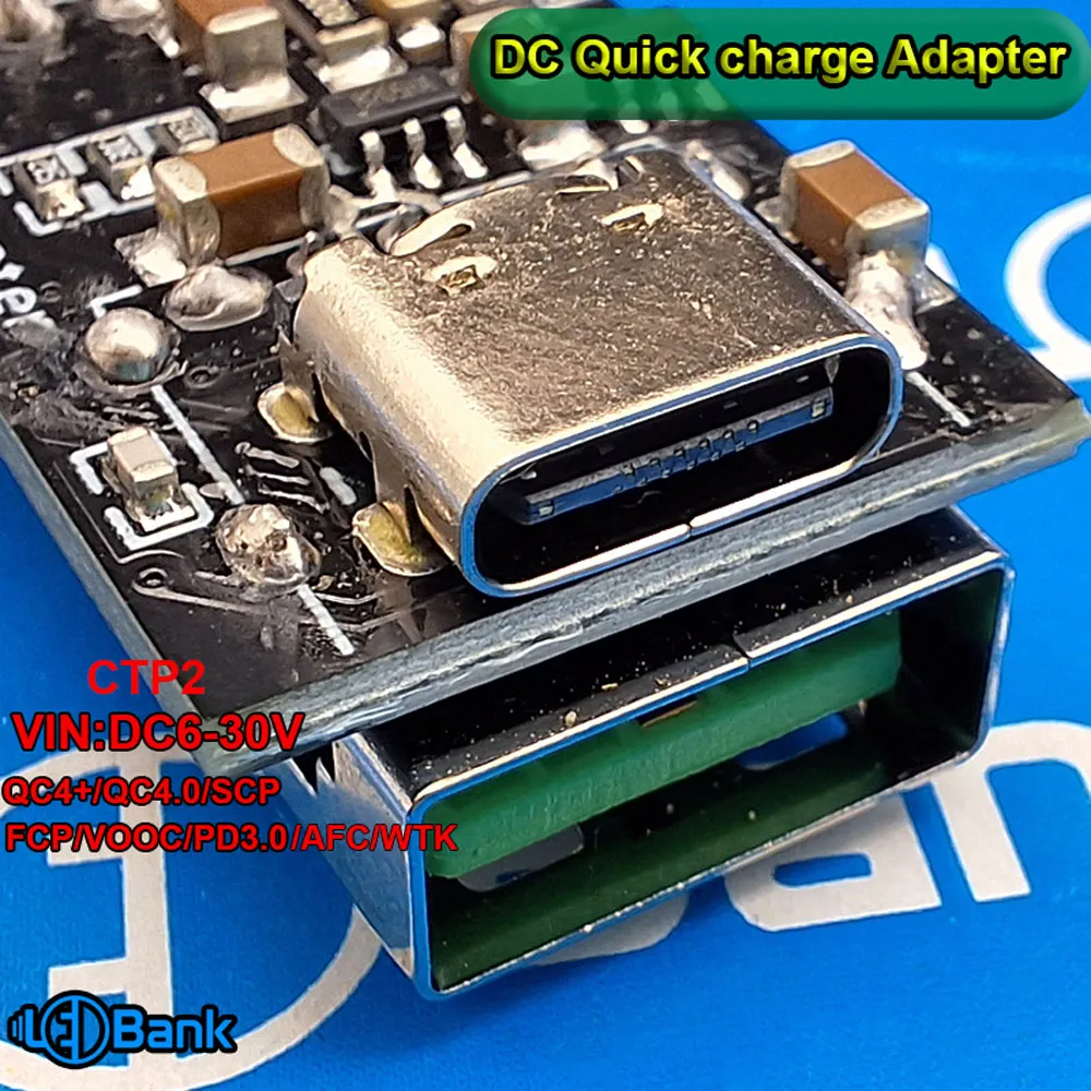ماژول شارژ سریع دو خروجی Type-C و USB-A کنترل ولتاژ و جریان