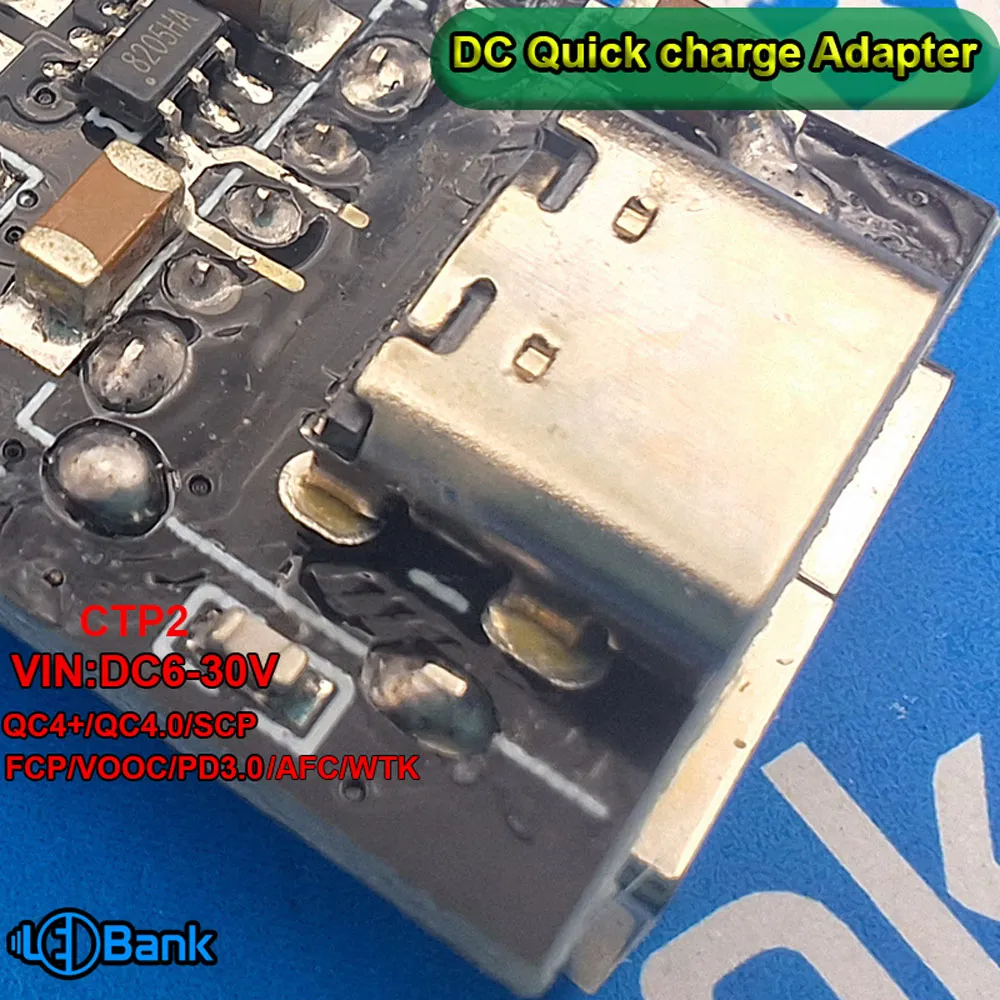 ماژول شارژ سریع دو خروجی Type-C و USB-A کنترل ولتاژ و جریان