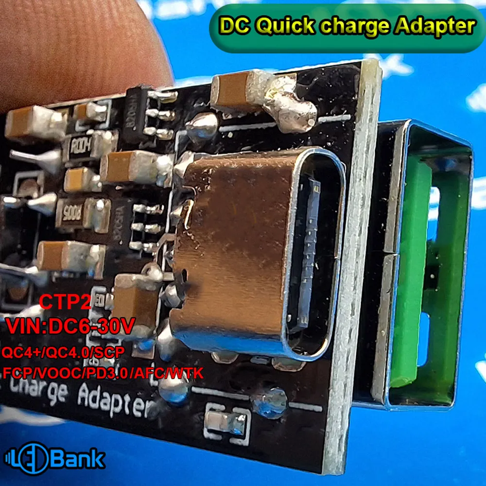 ماژول شارژ سریع دو خروجی Type-C و USB-A کنترل ولتاژ و جریان