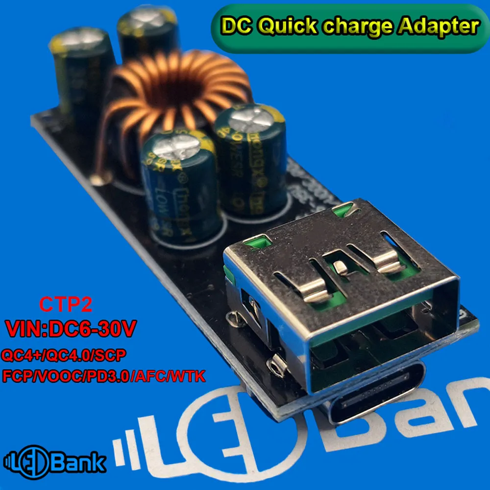 ماژول شارژ سریع دو خروجی Type-C و USB-A کنترل ولتاژ و جریان