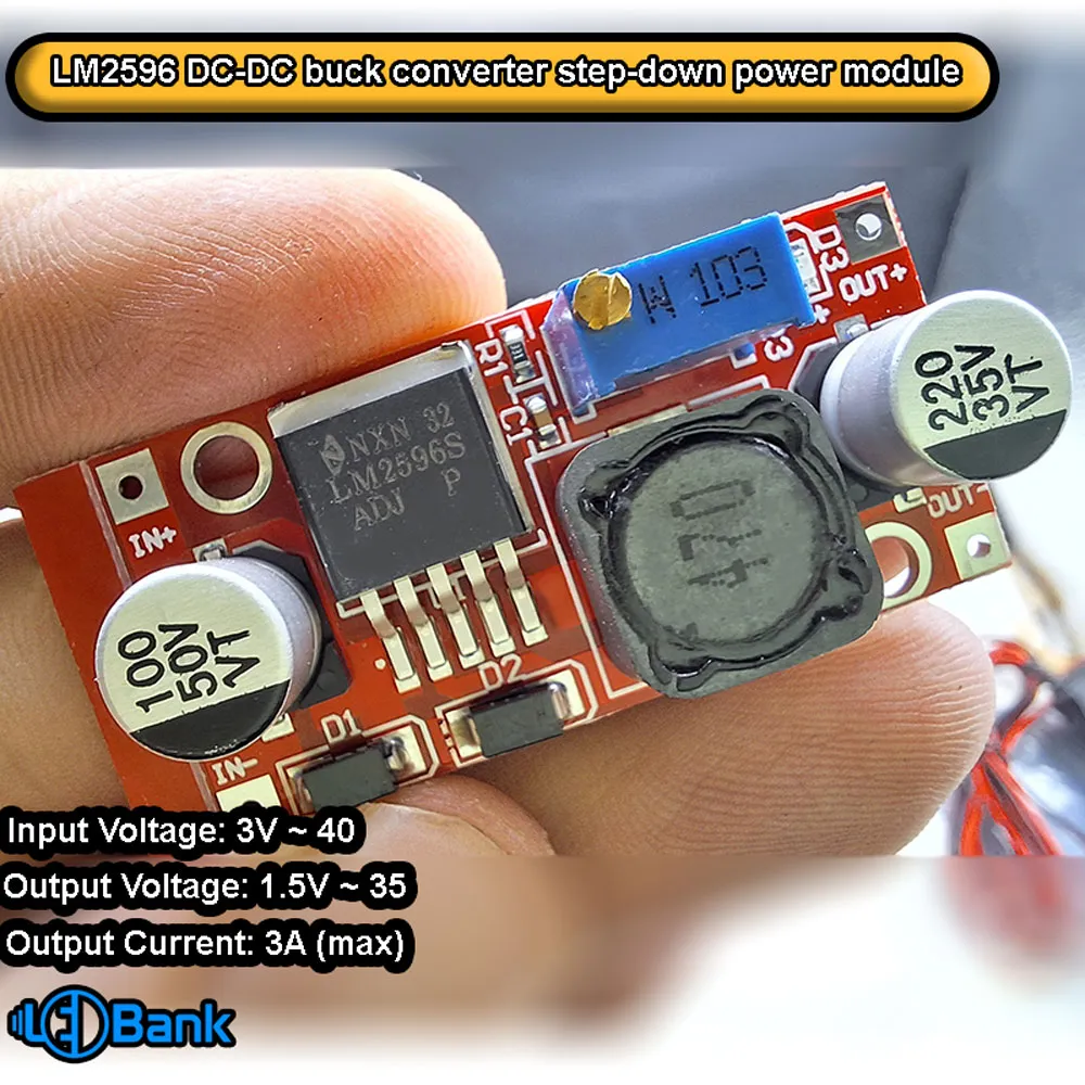 ماژول رگولاتور LM2596S کاهنده DC به DC جریان 3 آمپر برد قرمز