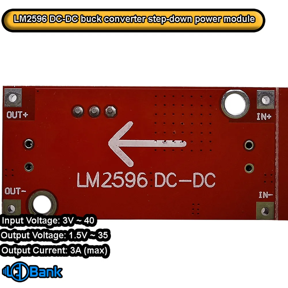 ماژول رگولاتور LM2596S کاهنده DC به DC جریان 3 آمپر برد قرمز