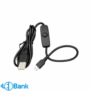 کابل USB به Micro USB سوئیچ دار – مناسب رزبری پای با کلید ON/OFF و طول ۱ متر (خروجی ۵ ولت ۲.۵ آمپر)