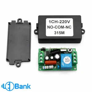 برد تک رله فرکانسی 315MHz – گیرنده رادیویی ریموت دار با قابلیت یادگیری کد (قابل انتخاب ۱۲ ولت و ۲۲۰ ولت)