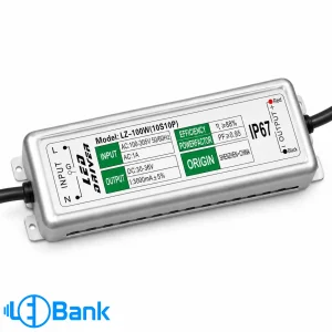 درایور LED ضد آب ۱۰۰ وات ۳۰۰۰ میلی‌آمپر برند LZ مدل IP67 با بدنه آلومینیومی